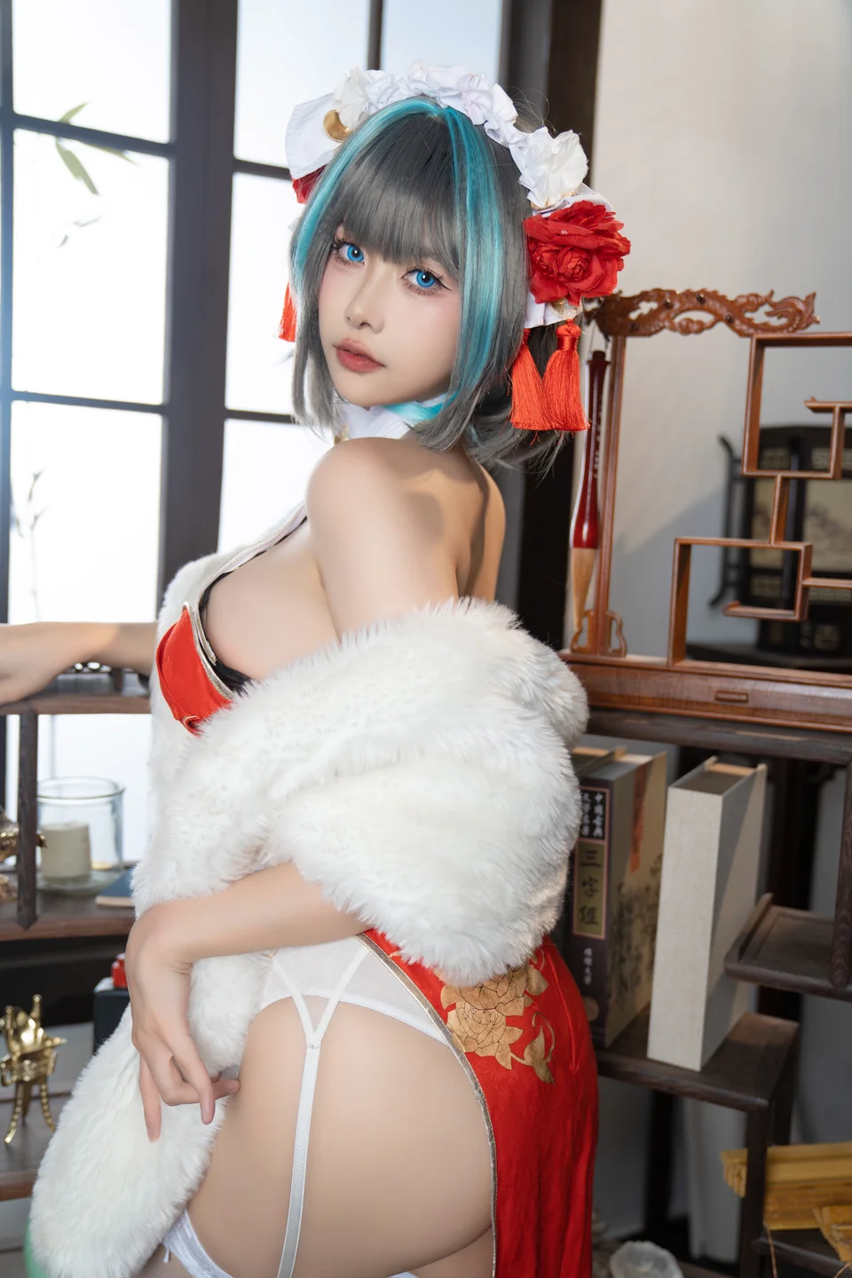 Momoko葵葵 - 柴郡本 旗袍 [29P-185MB] tg@simisebaisi 【丝足阁】001.webp